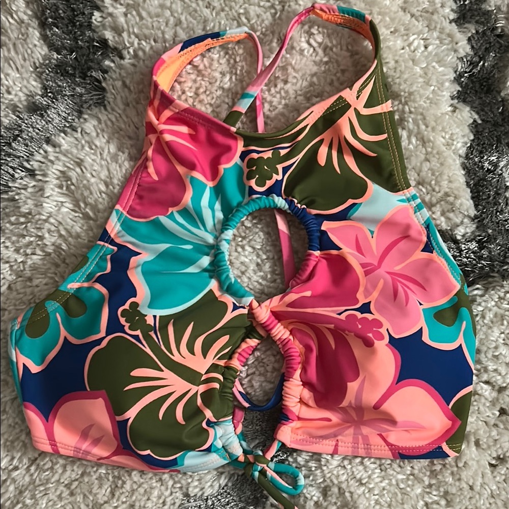 No Boundaries Floral Bikini Top - Pink, Green, Blue